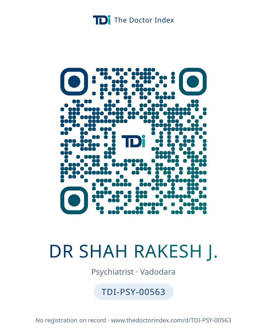 QR card for Dr Shah Rakesh J., TDI-PSY-00563