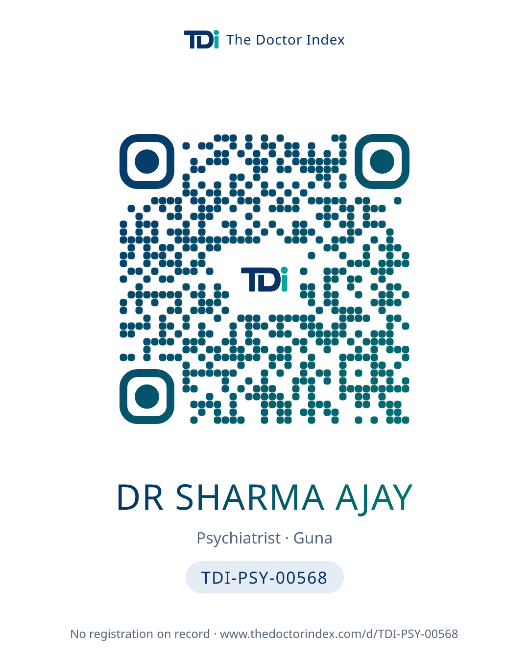 QR card for Dr Sharma Ajay, TDI-PSY-00568