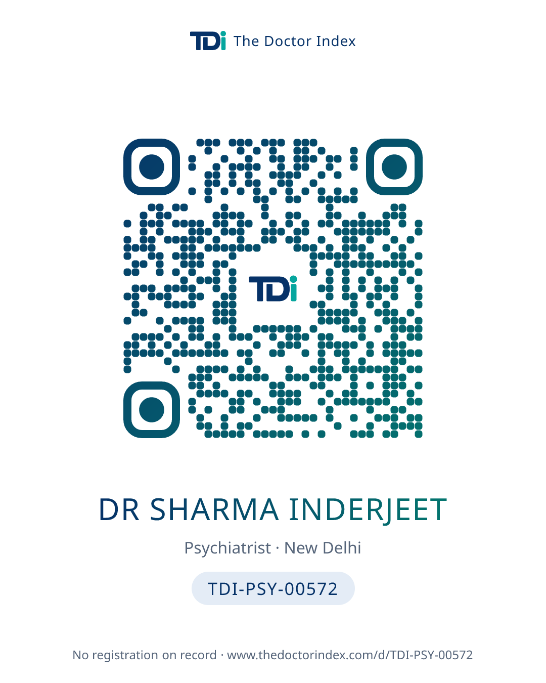 QR card for Dr Sharma Inderjeet, TDI-PSY-00572