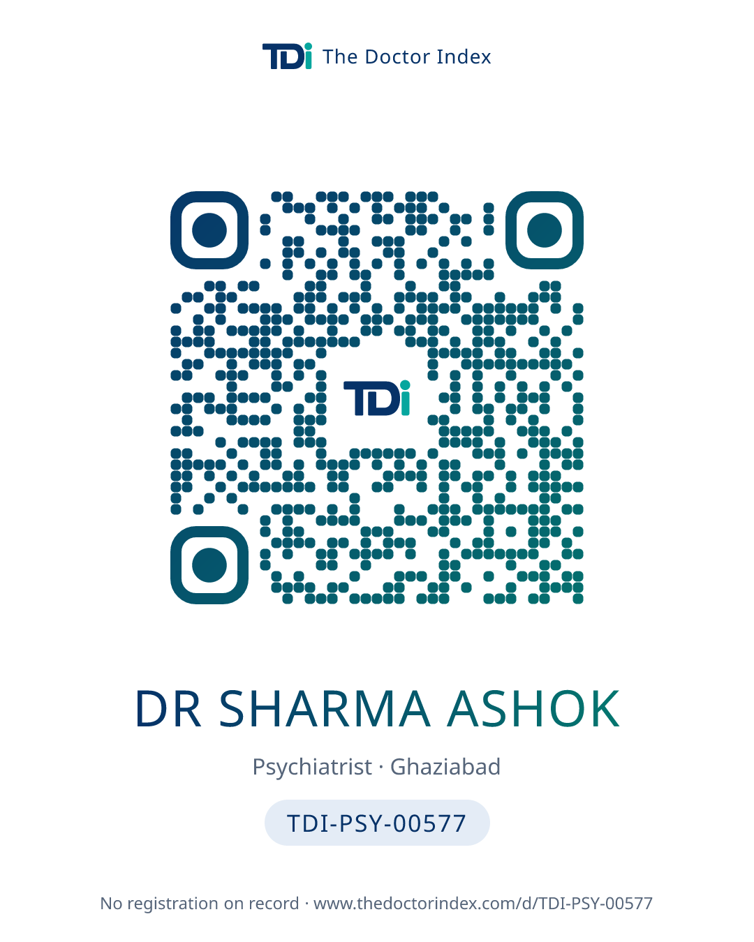 QR card for Dr Sharma Ashok, TDI-PSY-00577