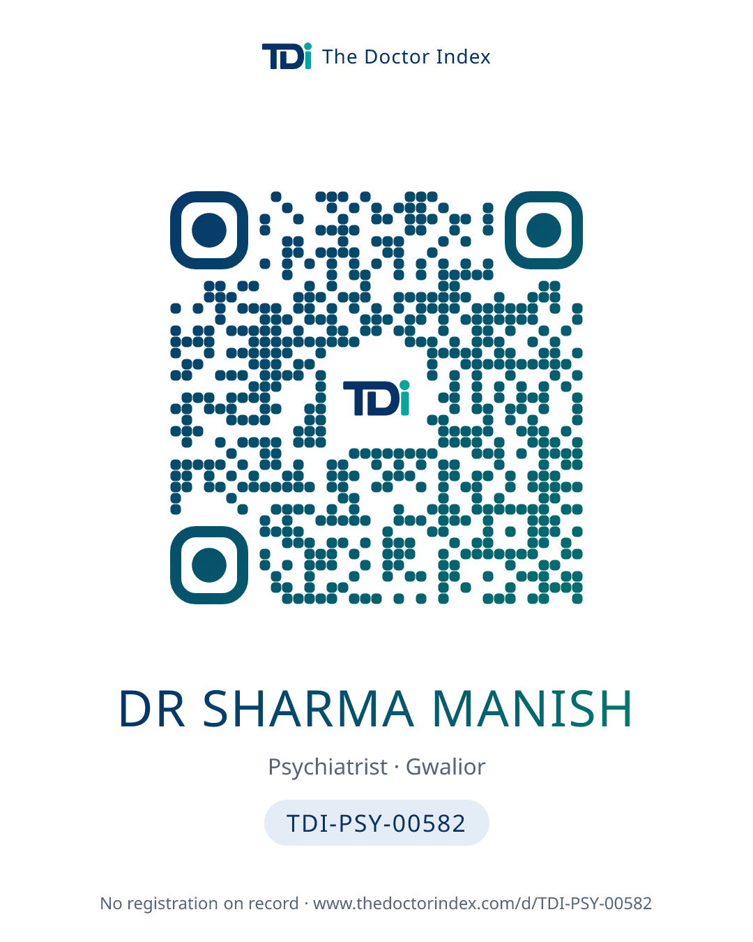 QR card for Dr Sharma Manish, TDI-PSY-00582