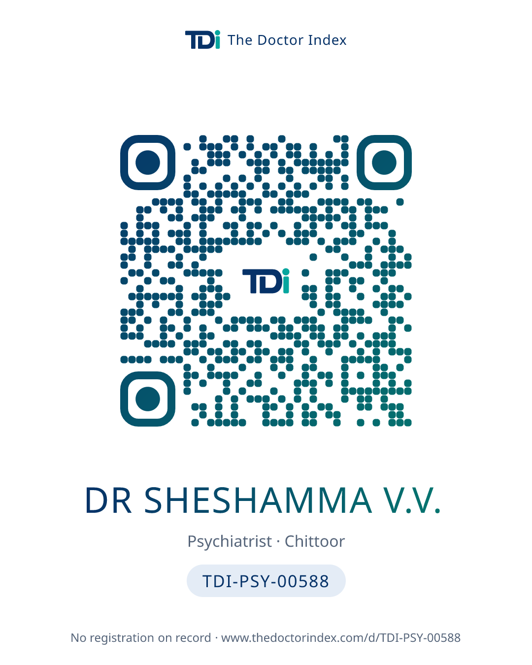QR card for Dr Sheshamma V.V., TDI-PSY-00588