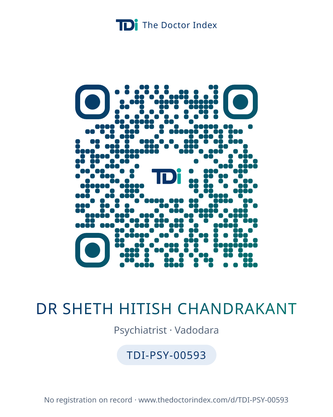QR card for Dr Sheth Hitish Chandrakant, TDI-PSY-00593