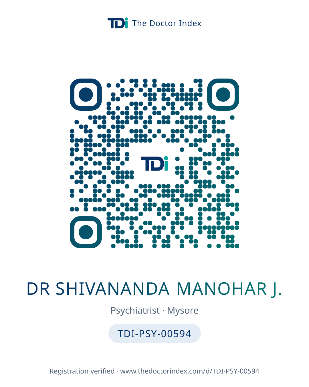 QR card for Dr Shivananda Manohar J., TDI-PSY-00594
