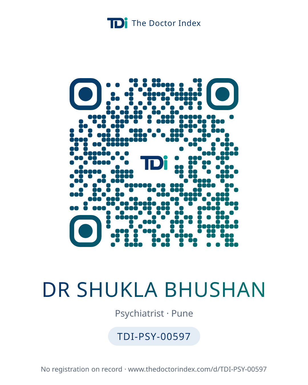 QR card for Dr Shukla Bhushan, TDI-PSY-00597