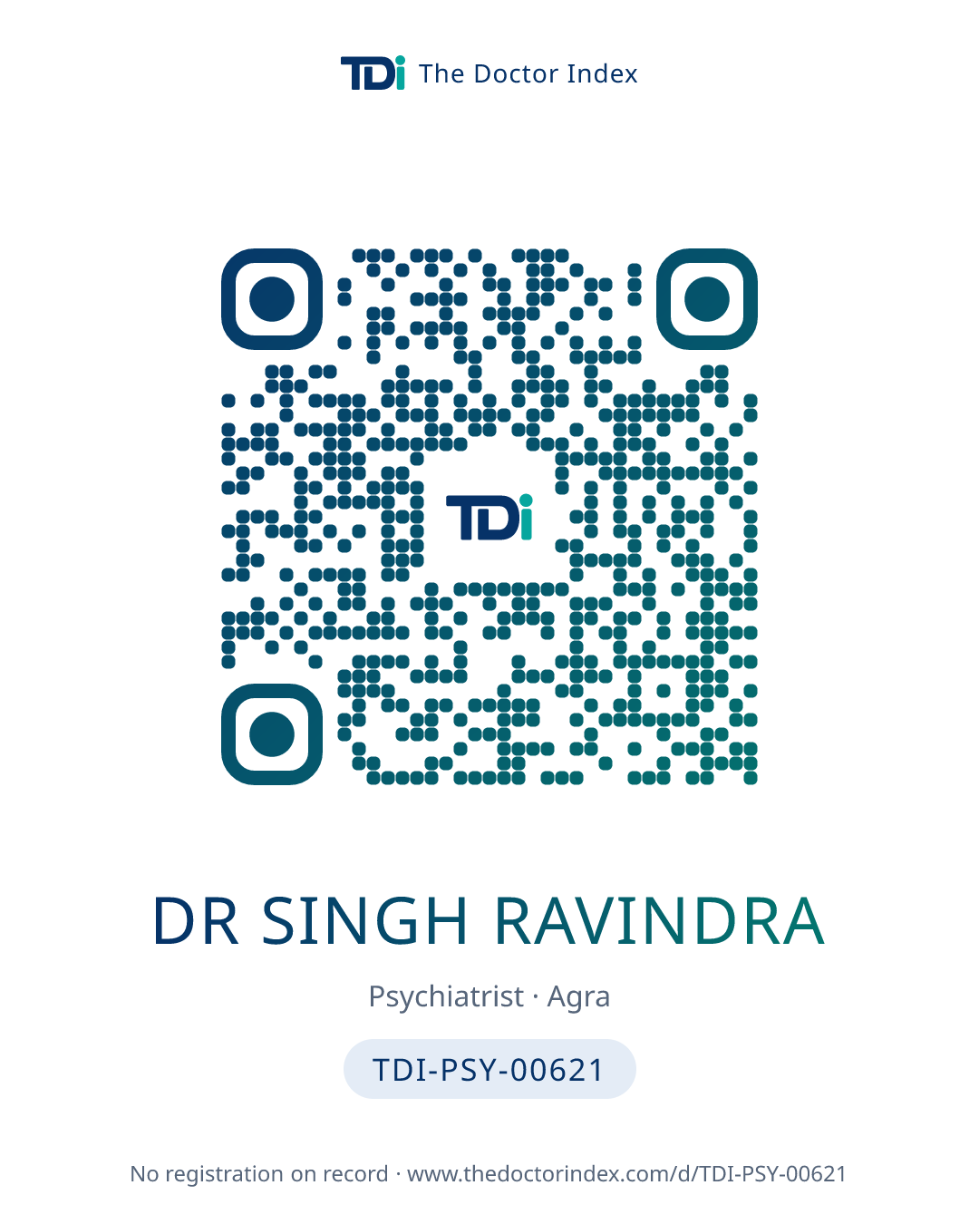 QR card for Dr Singh Ravindra, TDI-PSY-00621