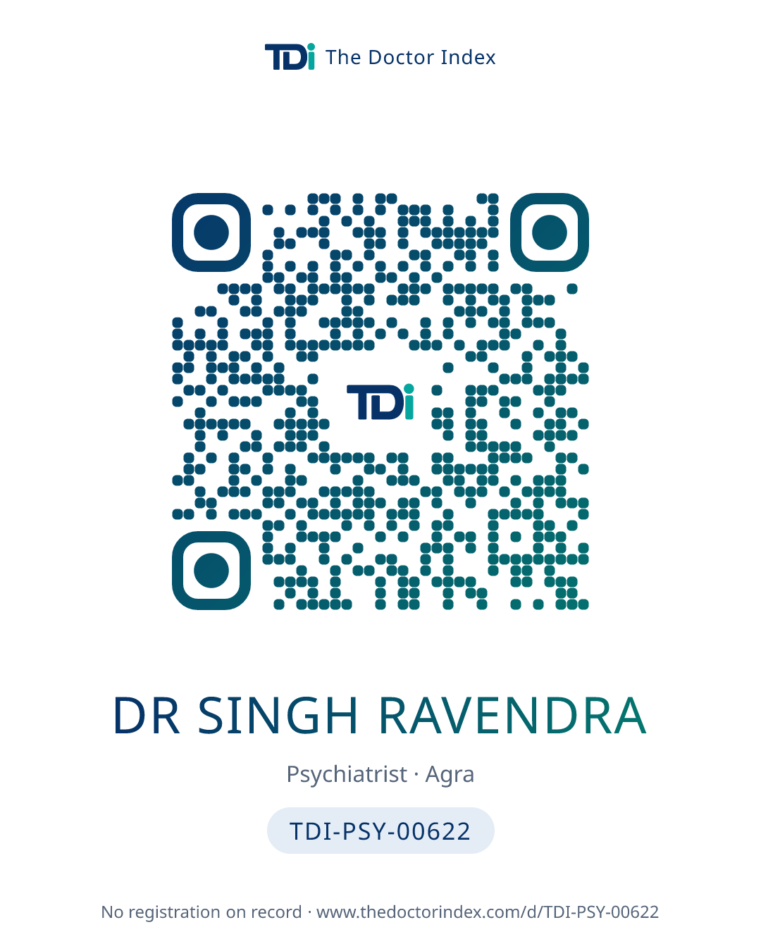 QR card for Dr Singh Ravendra, TDI-PSY-00622