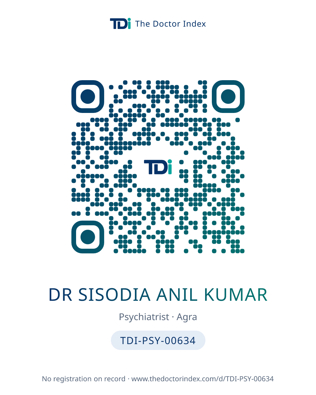 QR card for Dr Sisodia Anil Kumar, TDI-PSY-00634
