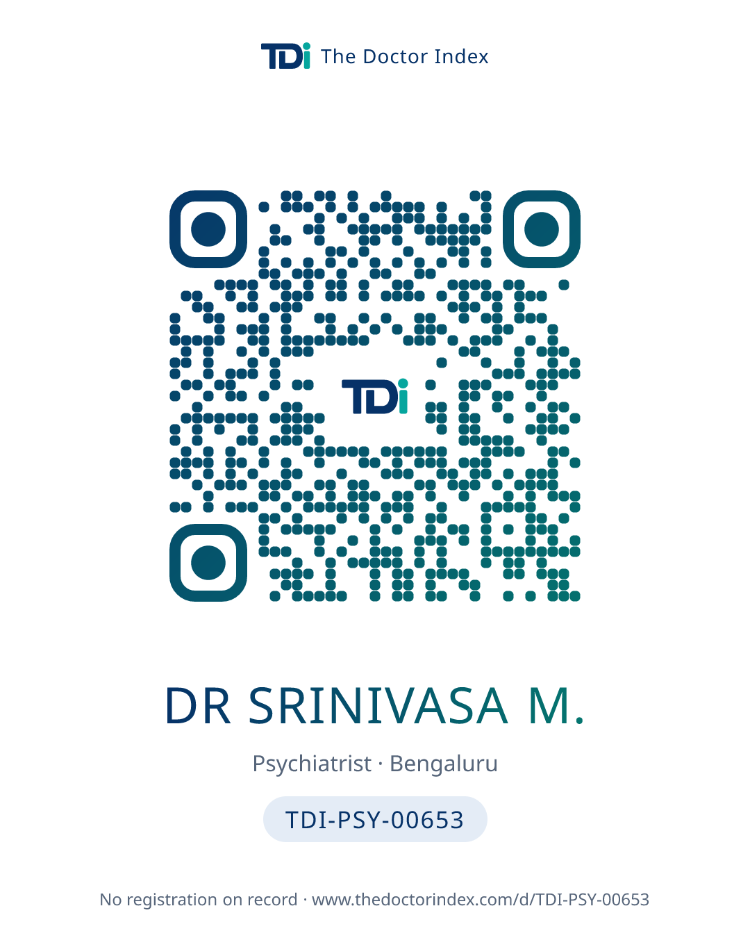 QR card for Dr Srinivasa M., TDI-PSY-00653