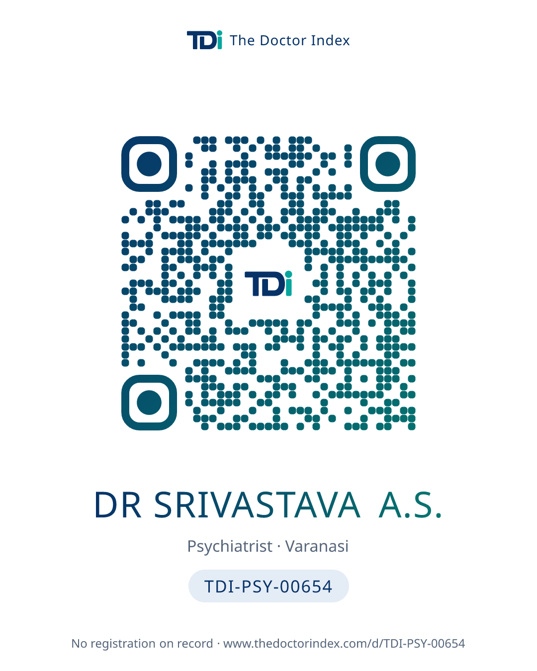 QR card for Dr Srivastava A.S., TDI-PSY-00654