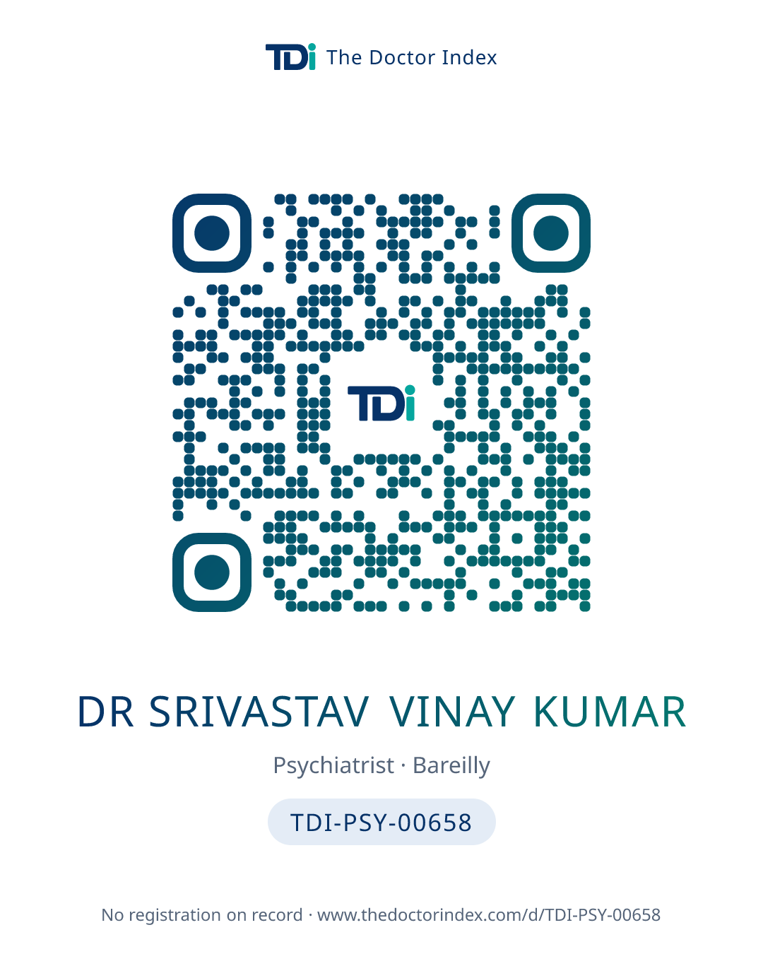 QR card for Dr Srivastav Vinay Kumar, TDI-PSY-00658