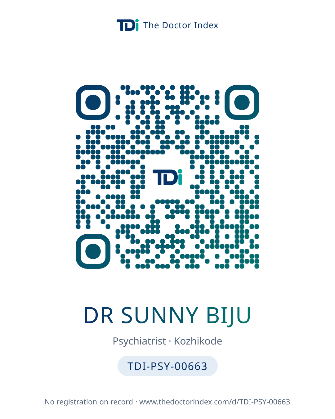 QR card for Dr Sunny Biju, TDI-PSY-00663