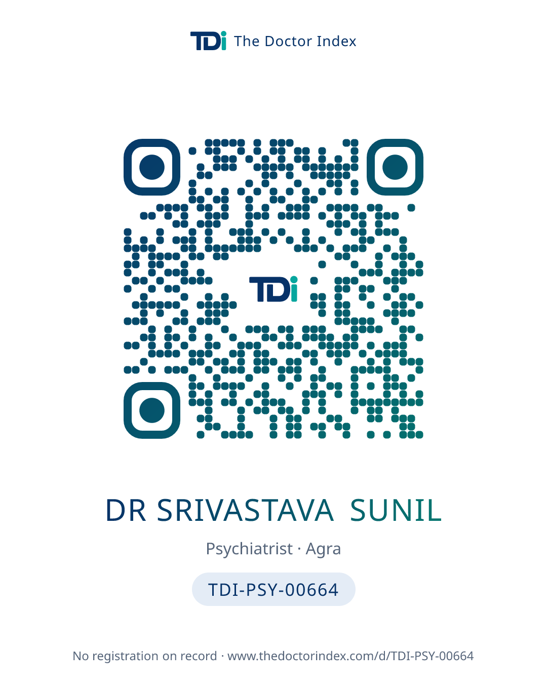 QR card for Dr Srivastava Sunil, TDI-PSY-00664