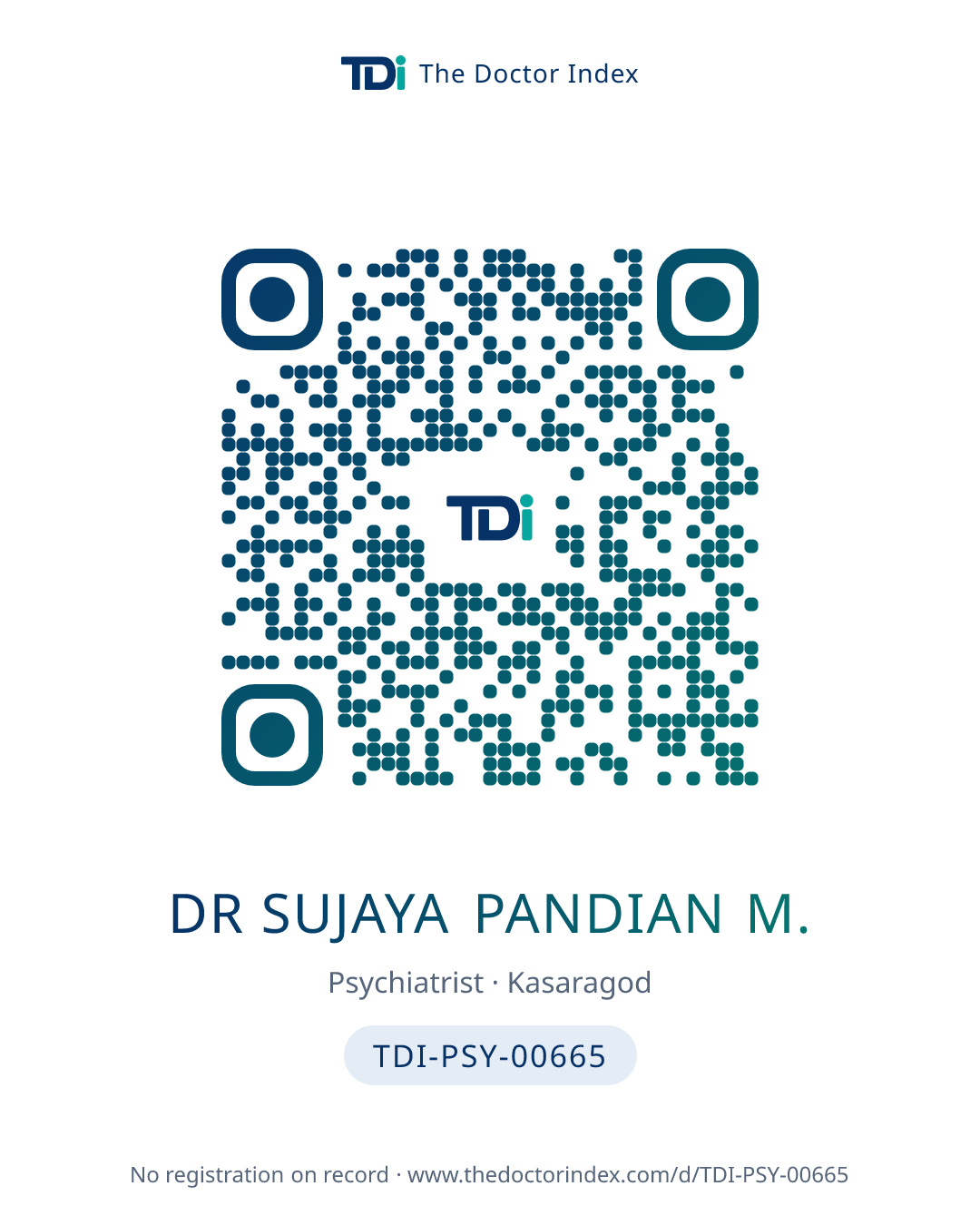 QR card for Dr Sujaya Pandian M., TDI-PSY-00665