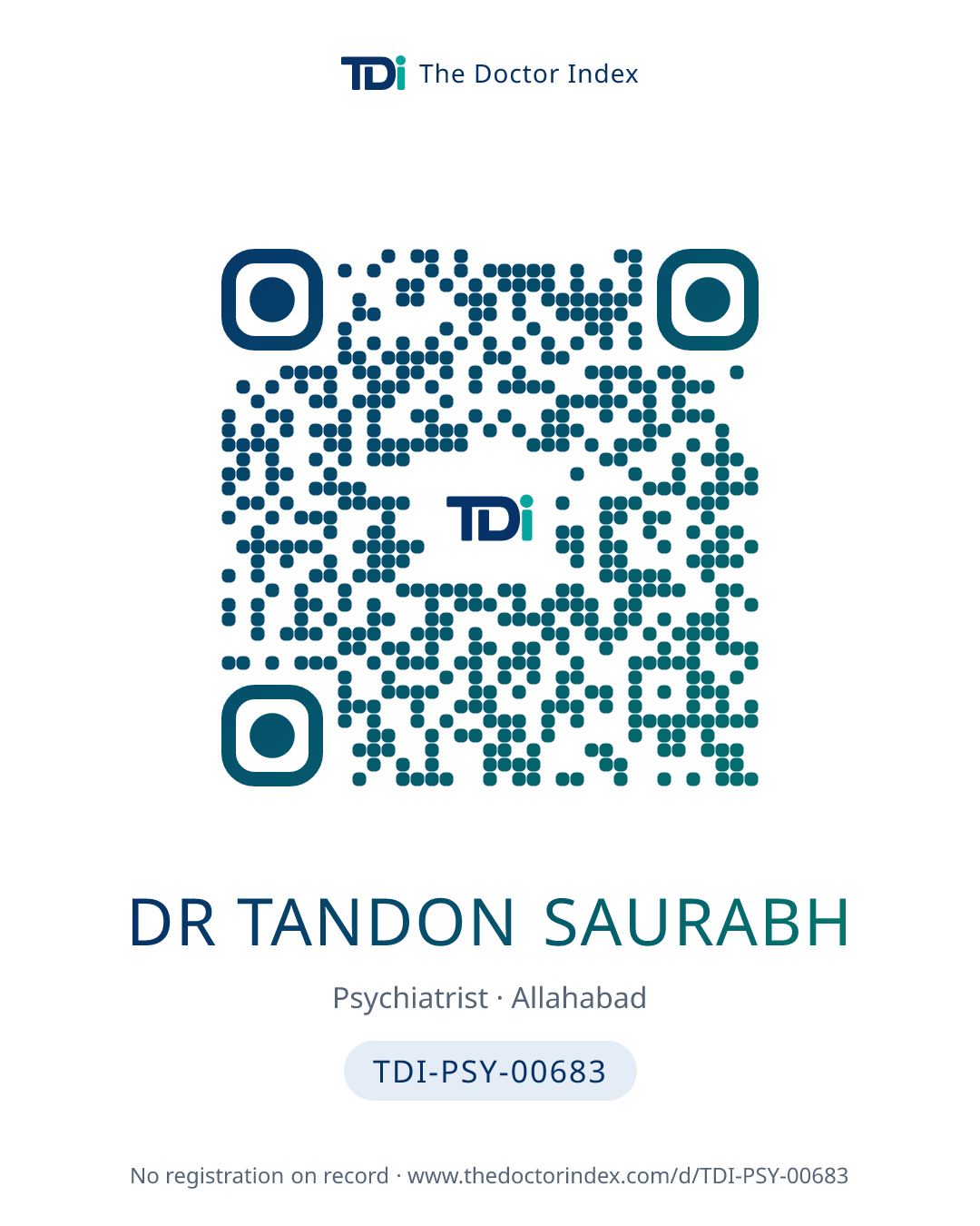 QR card for Dr Tandon Saurabh, TDI-PSY-00683