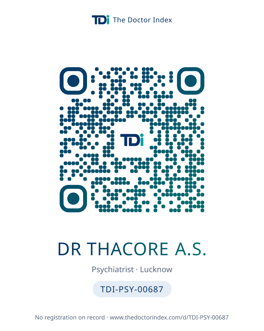 QR card for Dr Thacore A.S., TDI-PSY-00687