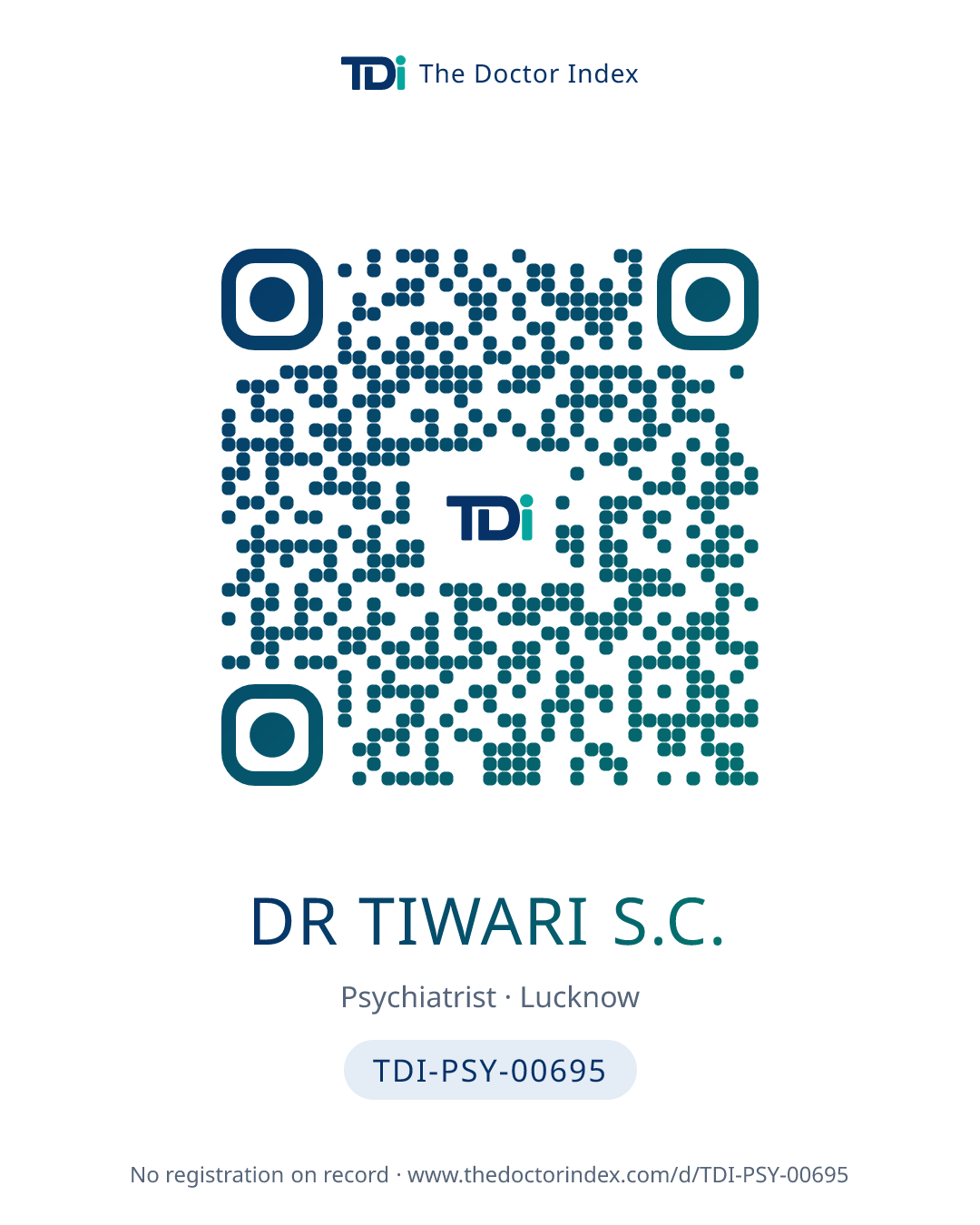 QR card for Dr Tiwari S.C., TDI-PSY-00695