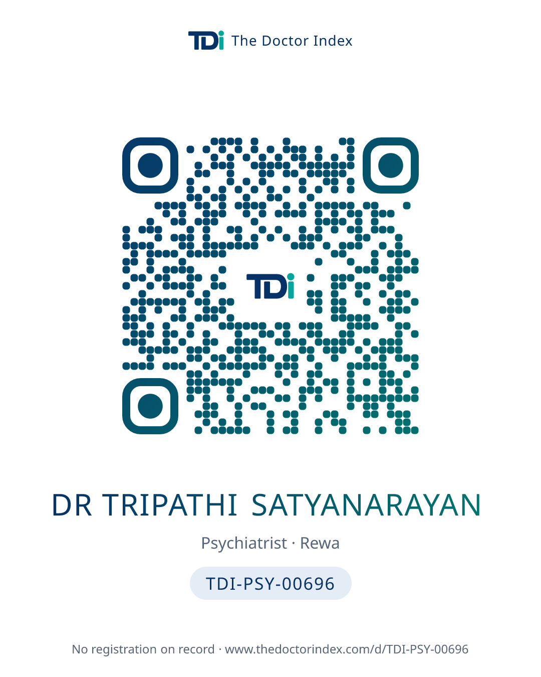 QR card for Dr Tripathi Satyanarayan, TDI-PSY-00696