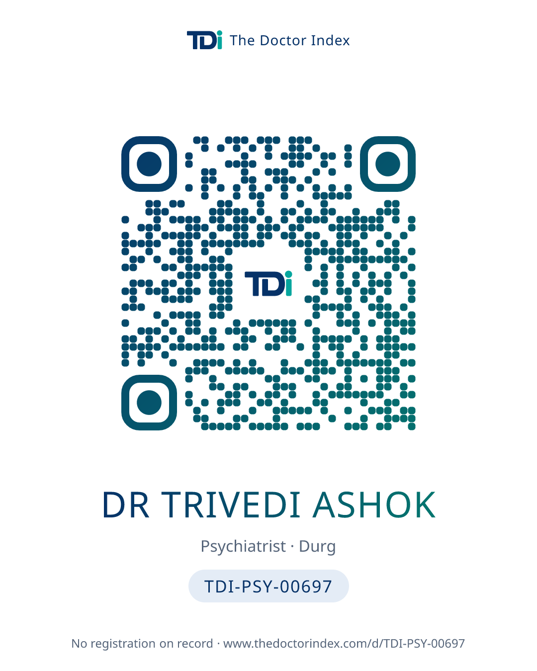 QR card for Dr Trivedi Ashok, TDI-PSY-00697