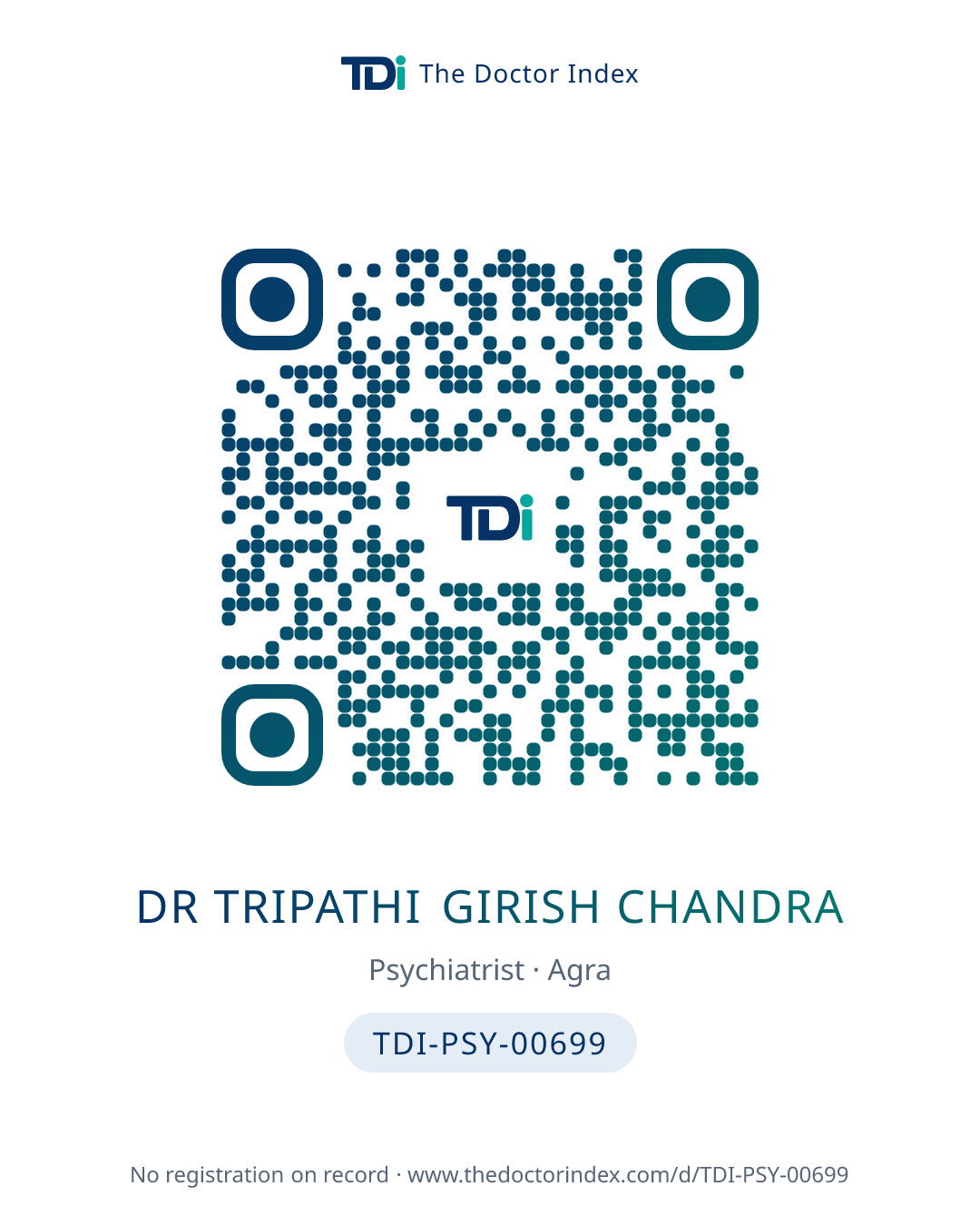 QR card for Dr Tripathi Girish Chandra, TDI-PSY-00699