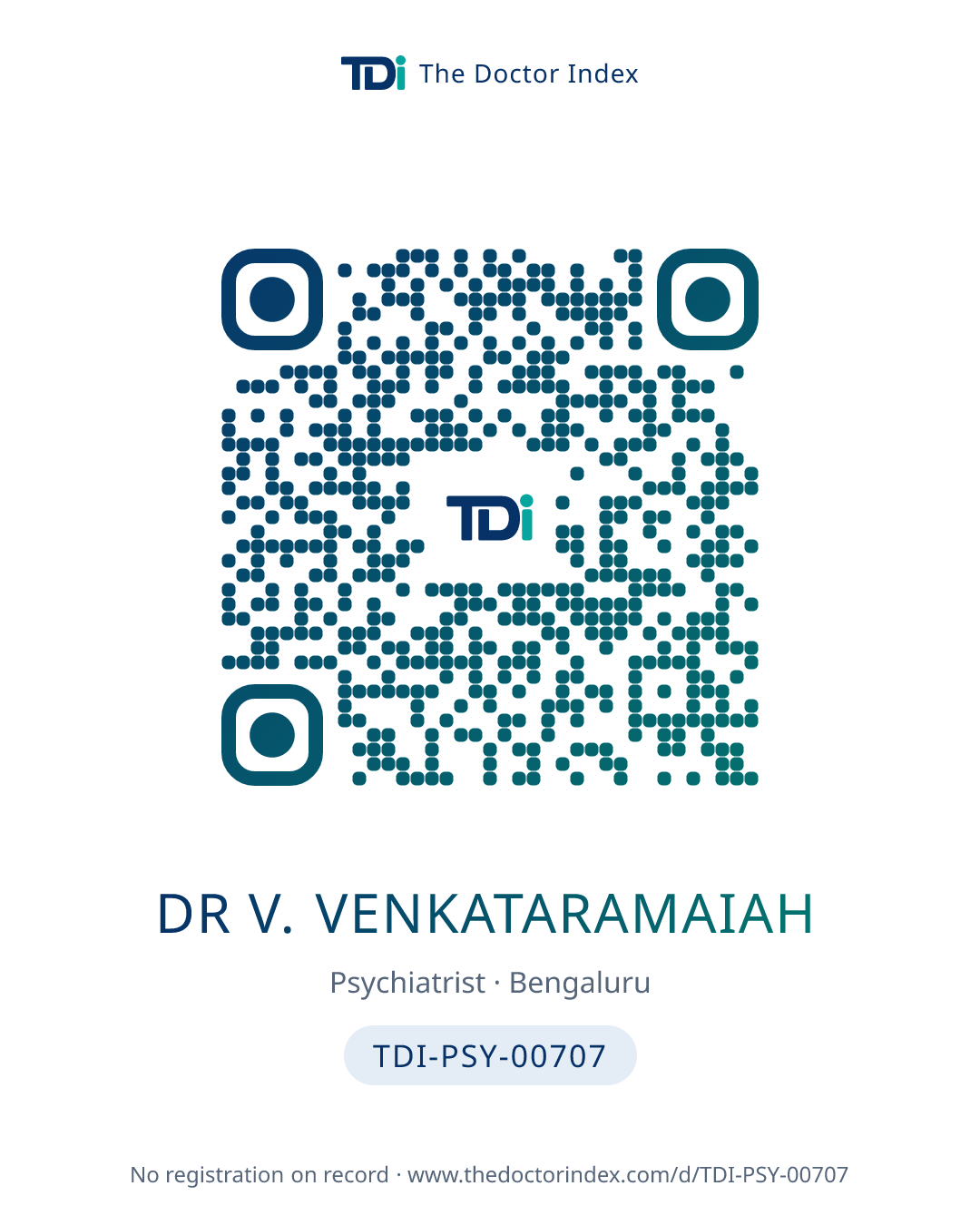 QR card for Dr V. Venkataramaiah, TDI-PSY-00707