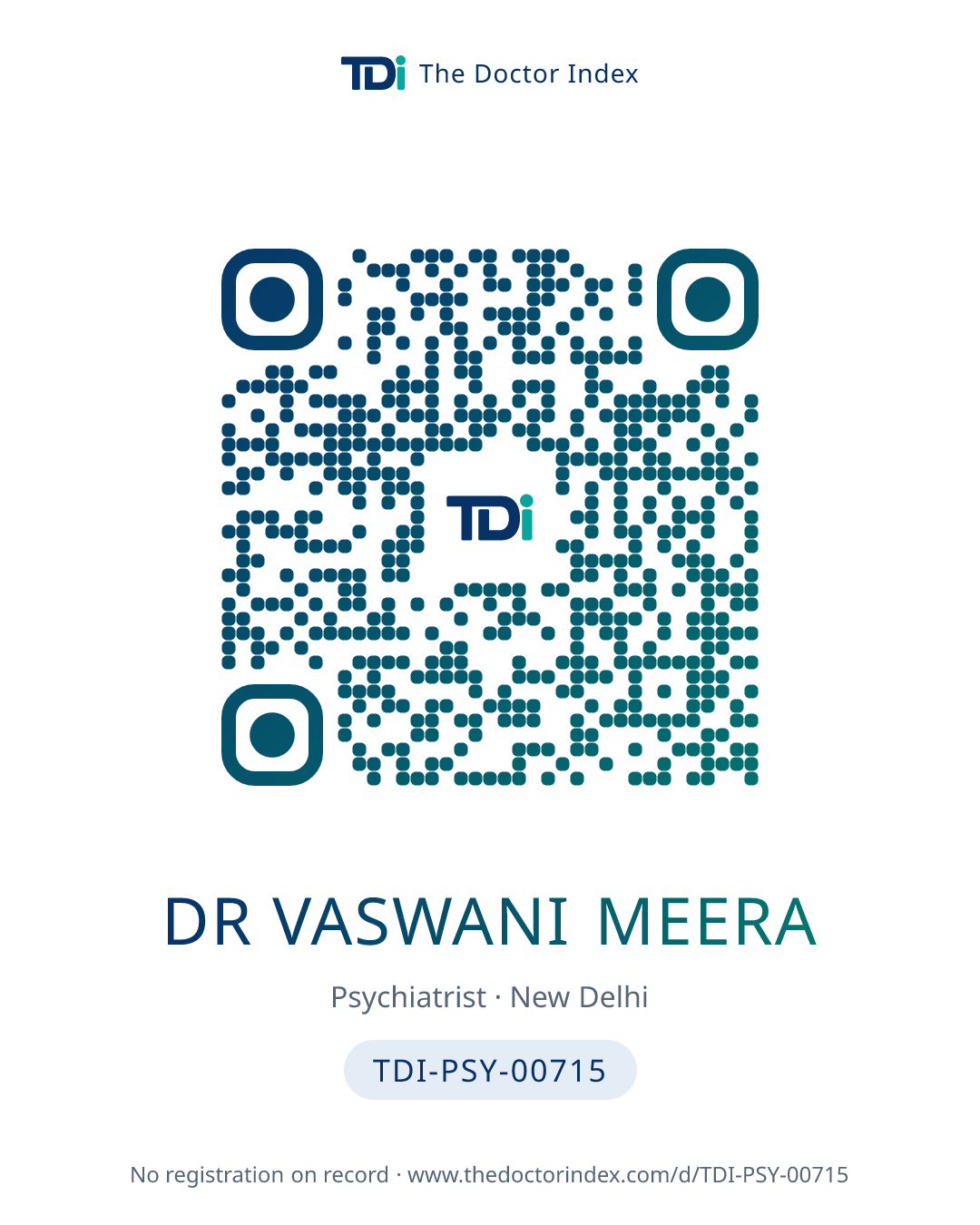 QR card for Dr Vaswani Meera, TDI-PSY-00715