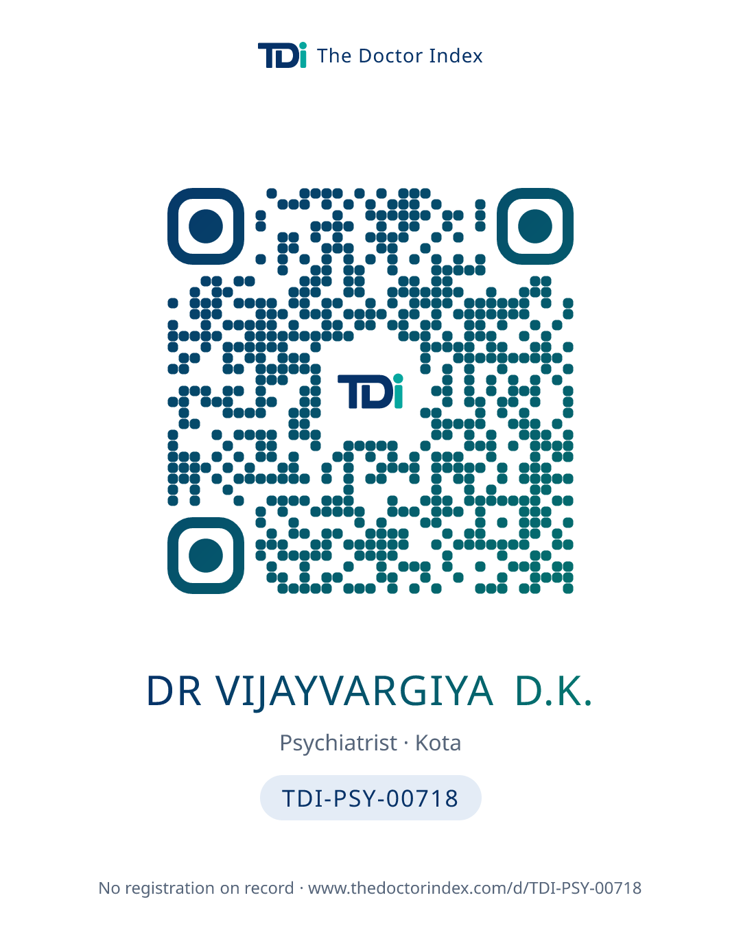 QR card for Dr Vijayvargiya D.K., TDI-PSY-00718