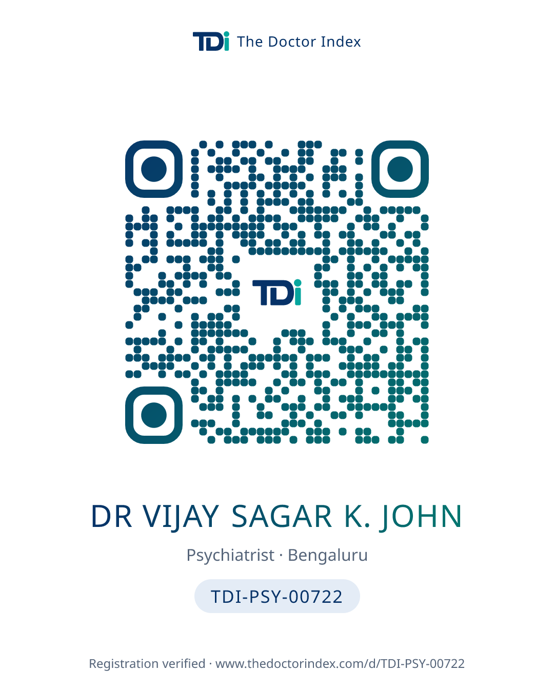 QR card for Dr Vijay Sagar K. John, TDI-PSY-00722