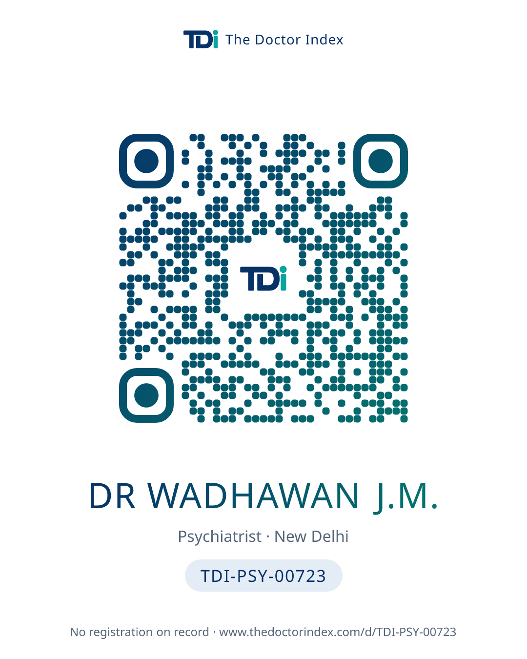 QR card for Dr Wadhawan J.M., TDI-PSY-00723