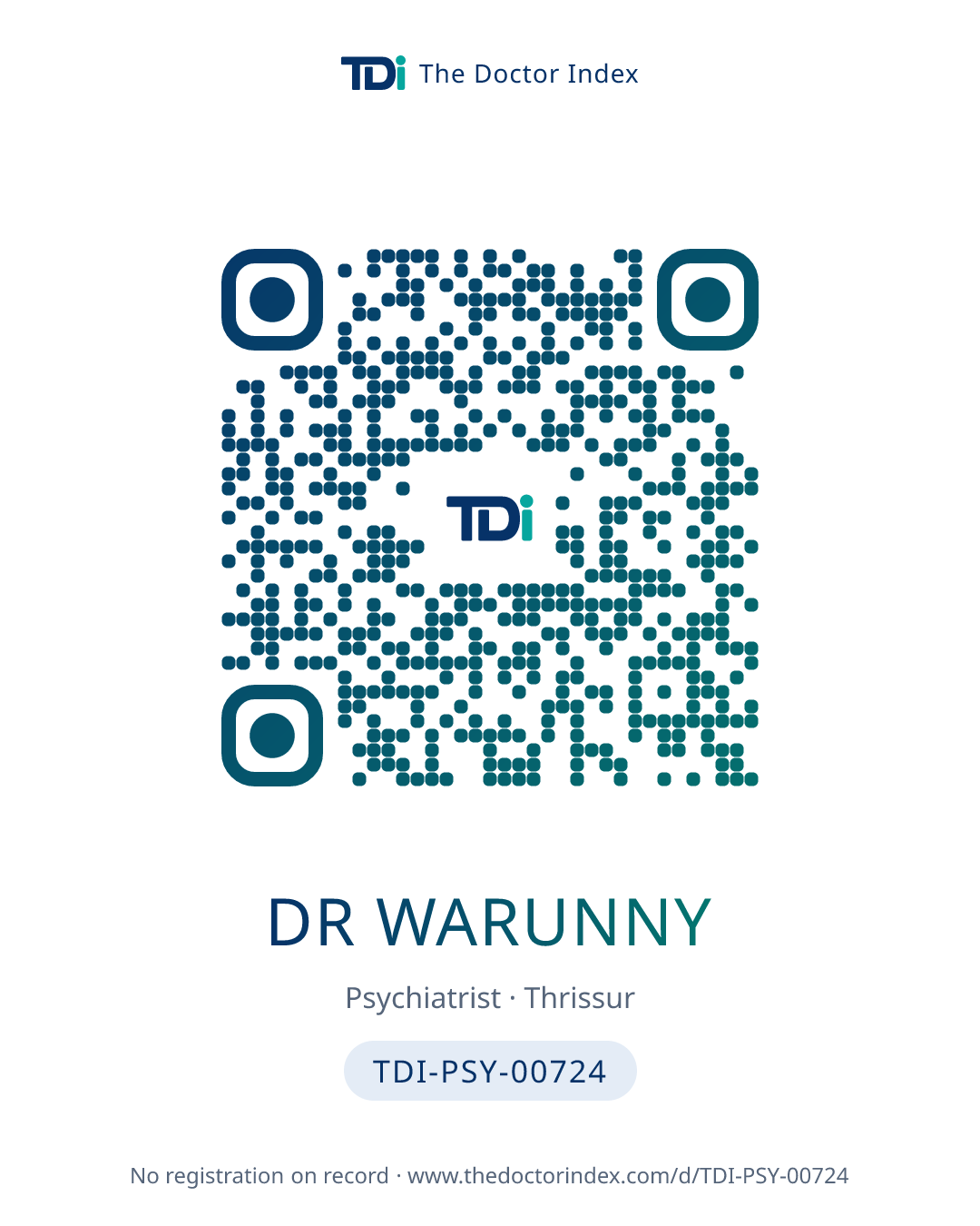 QR card for Dr Warunny, TDI-PSY-00724