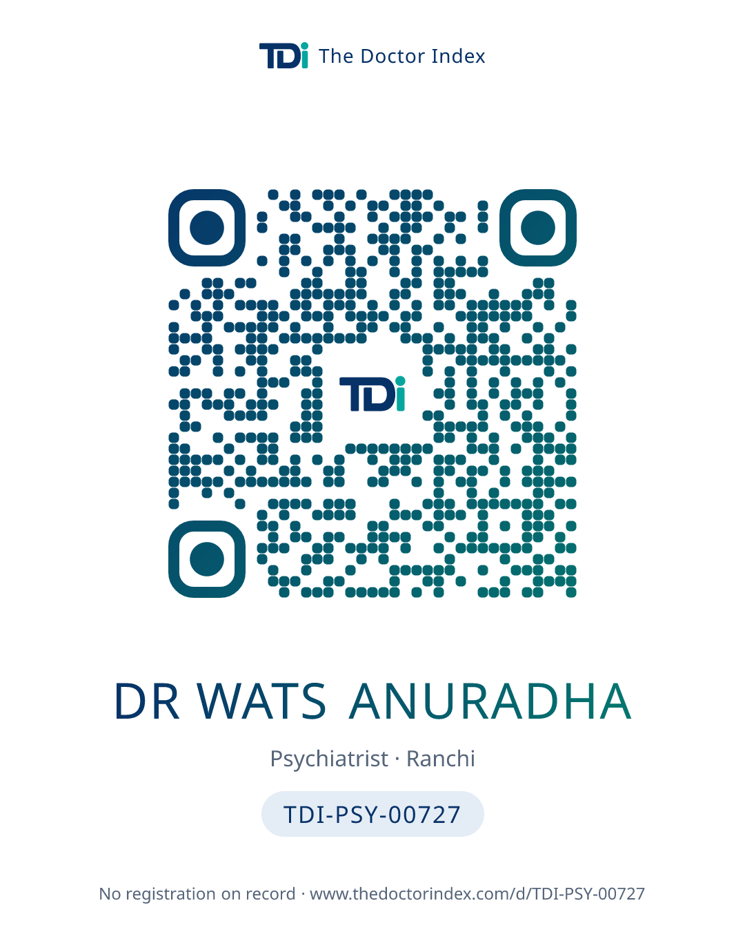 QR card for Dr Wats Anuradha, TDI-PSY-00727