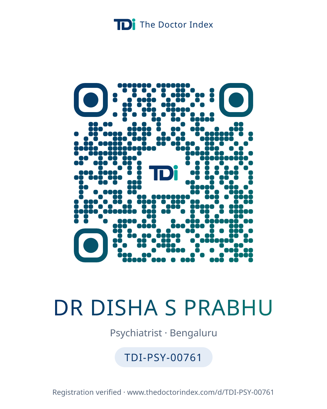 QR card for Dr Disha S Prabhu, TDI-PSY-00761