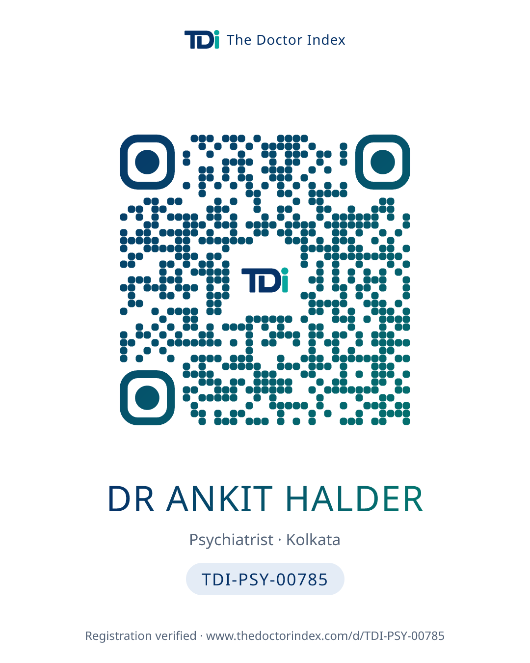 QR card for Dr Ankit Halder, TDI-PSY-00785