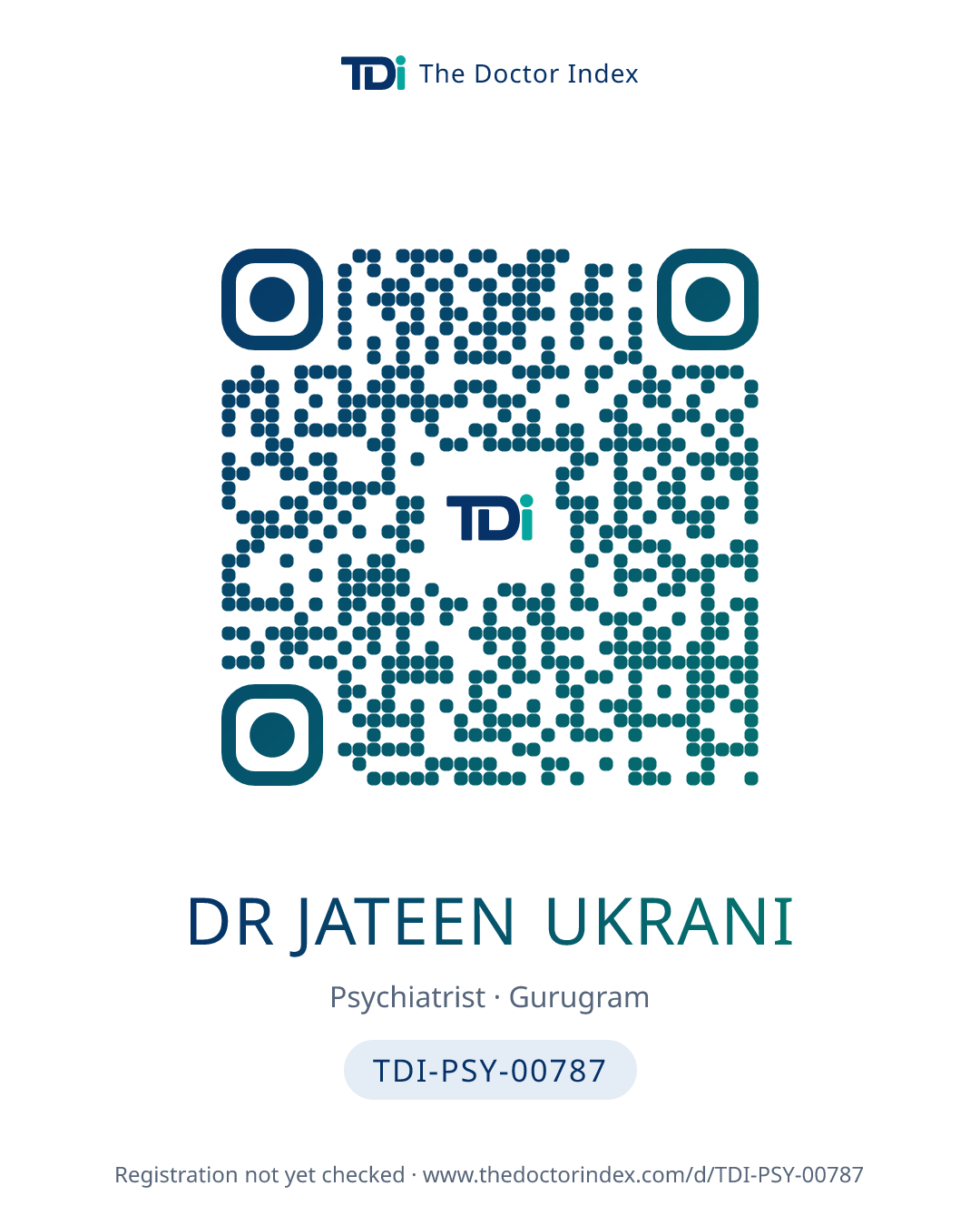 QR card for Dr Jateen Ukrani, TDI-PSY-00787