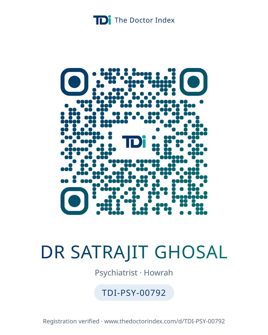 QR card for Dr Satrajit Ghosal, TDI-PSY-00792