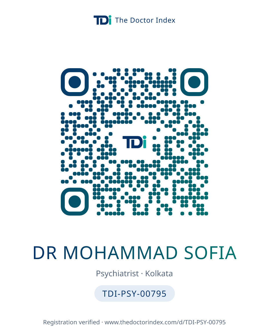 QR card for Dr Mohammad Sofia, TDI-PSY-00795