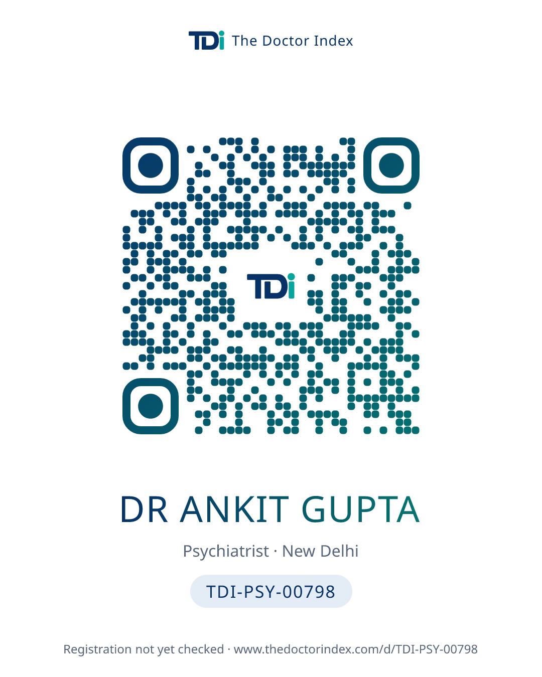 QR card for Dr Ankit Gupta, TDI-PSY-00798