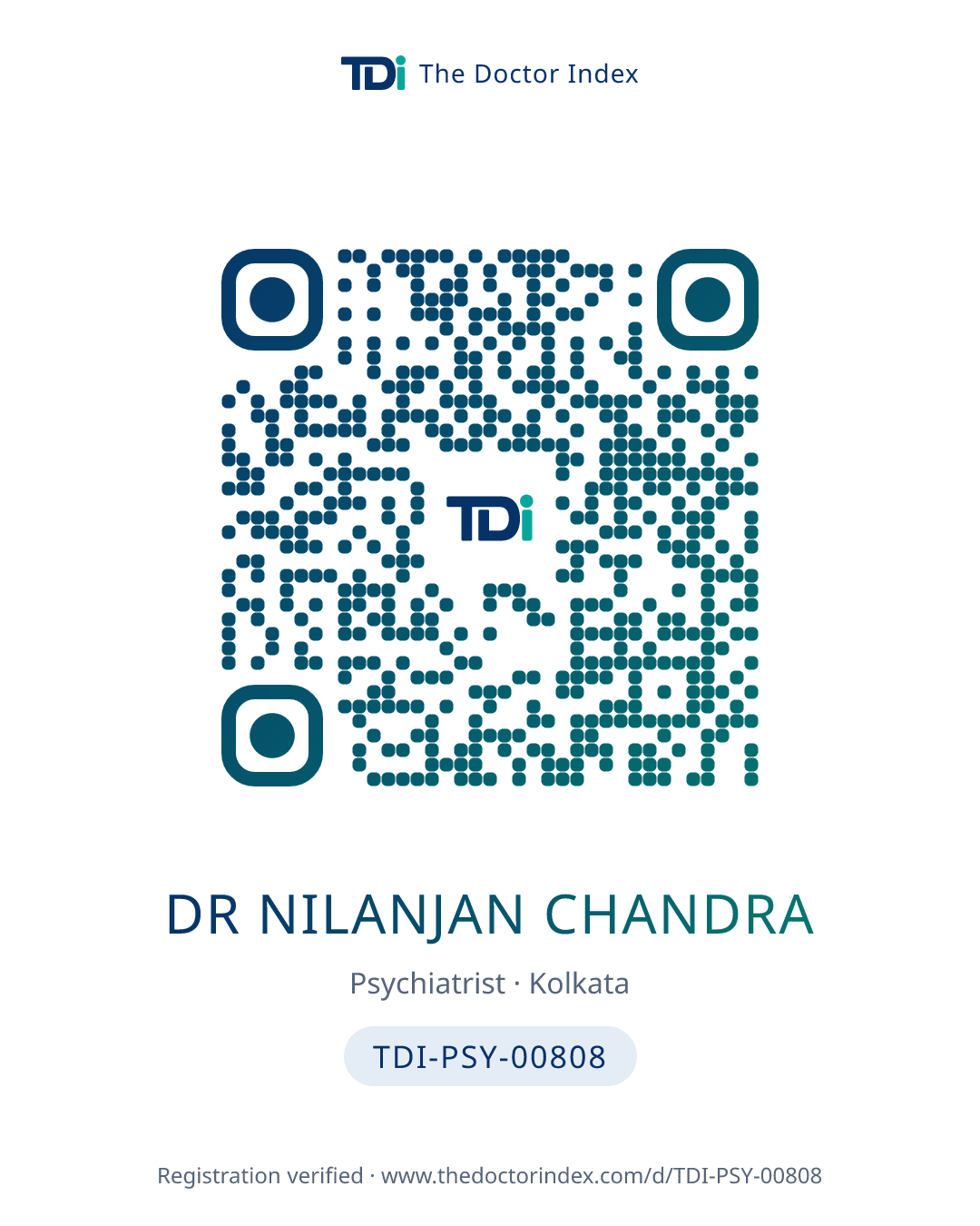 QR card for Dr Nilanjan Chandra, TDI-PSY-00808