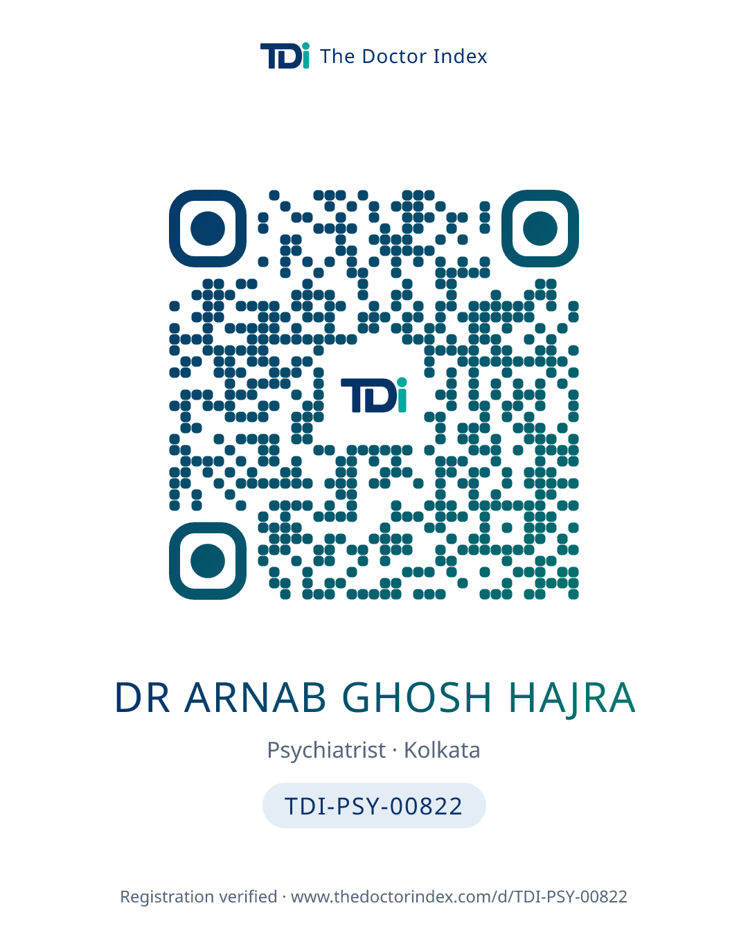 QR card for Dr Arnab Ghosh Hajra, TDI-PSY-00822