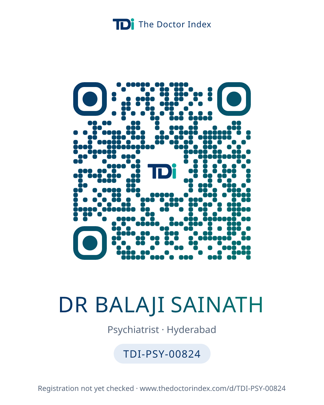 QR card for Dr Balaji Sainath, TDI-PSY-00824