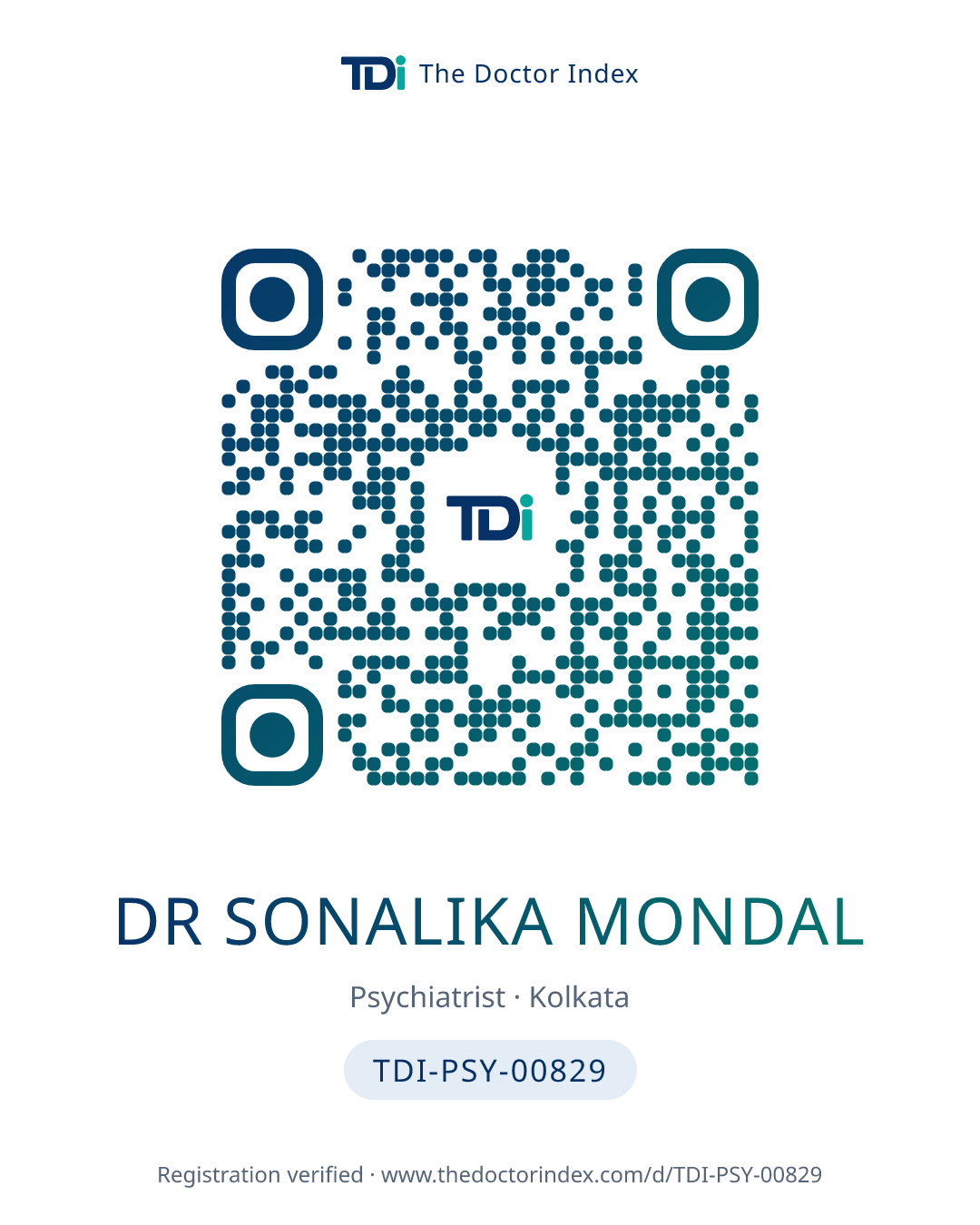 QR card for Dr Sonalika Mondal, TDI-PSY-00829