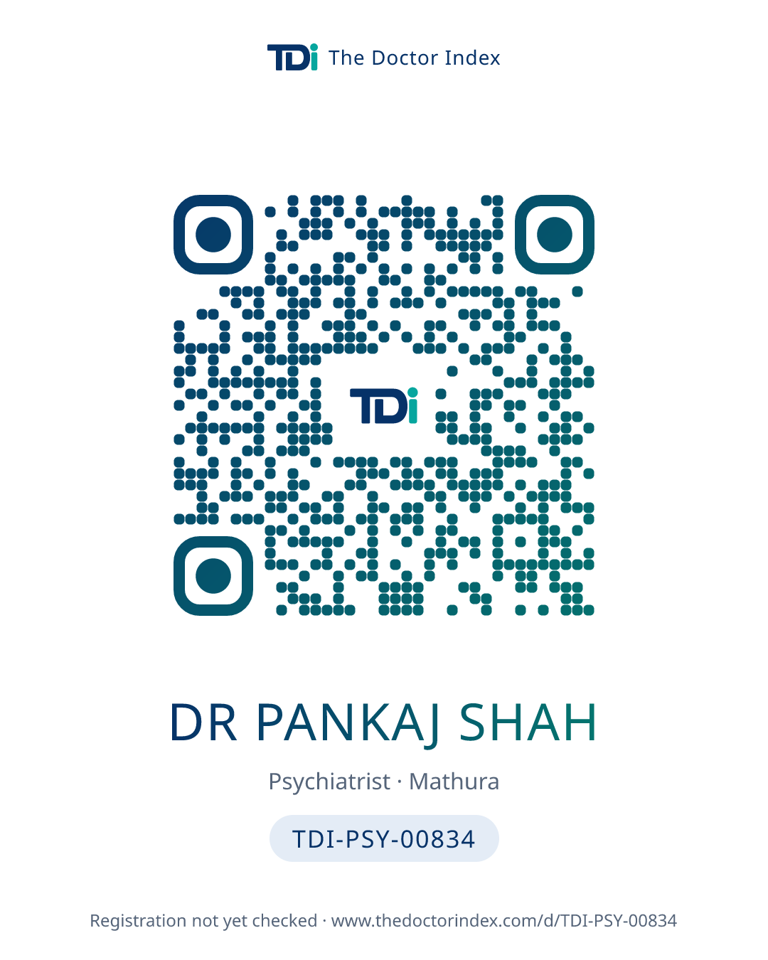QR card for Dr Pankaj Shah, TDI-PSY-00834