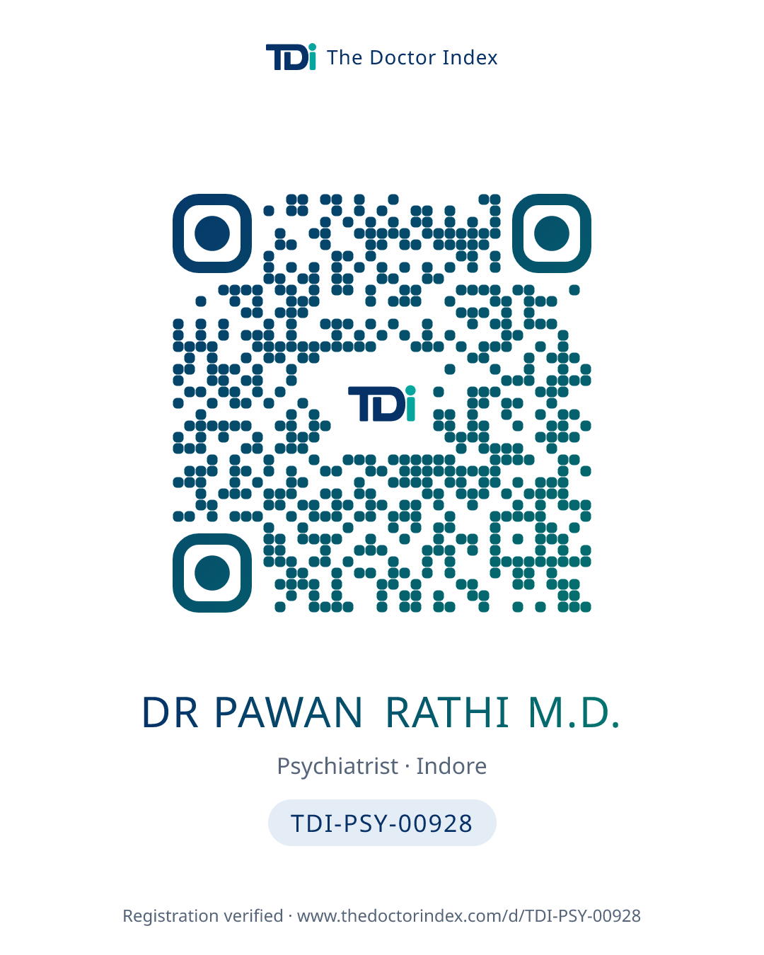 QR card for Dr Pawan Rathi M.D., TDI-PSY-00928
