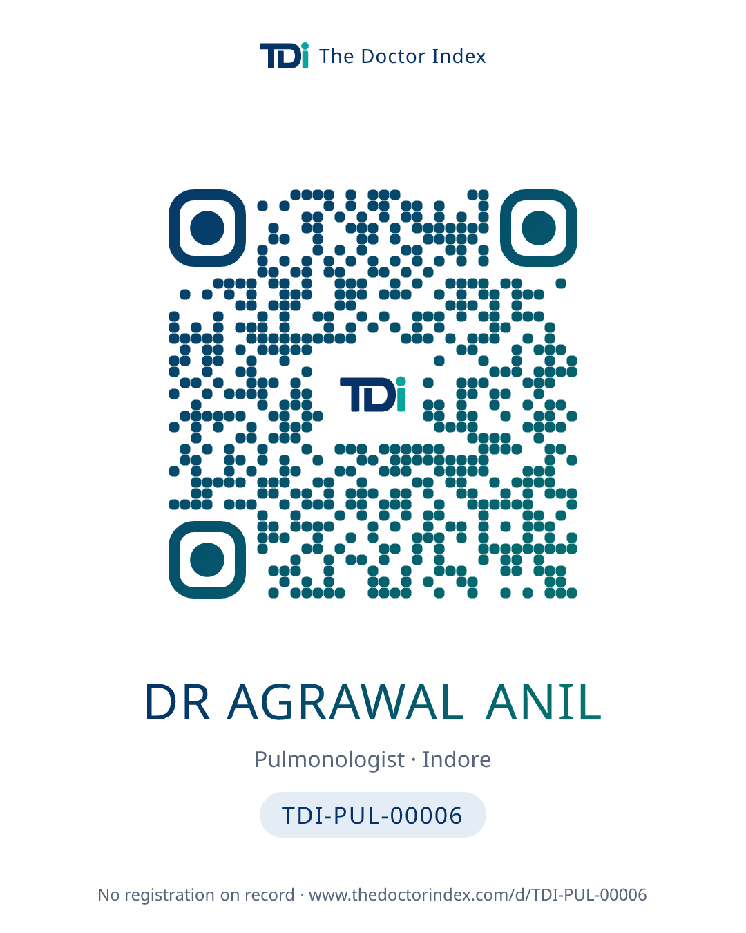QR card for Dr Agrawal Anil, TDI-PUL-00006