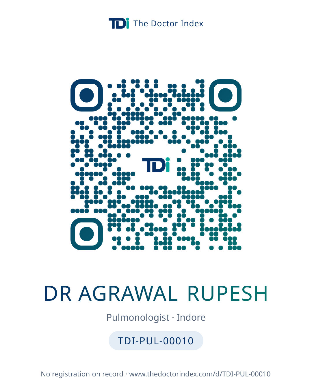 QR card for Dr Agrawal Rupesh, TDI-PUL-00010
