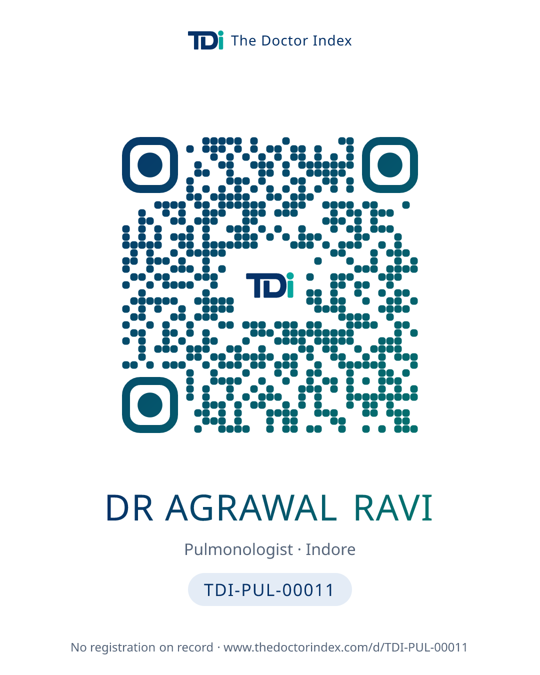 QR card for Dr Agrawal Ravi, TDI-PUL-00011