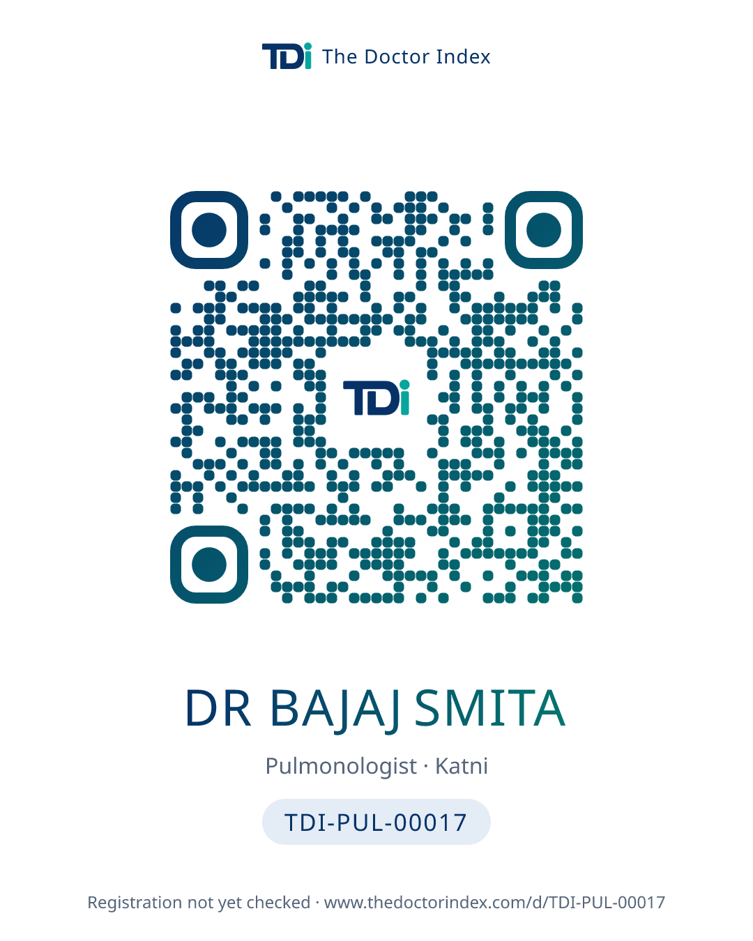 QR card for Dr Bajaj Smita, TDI-PUL-00017