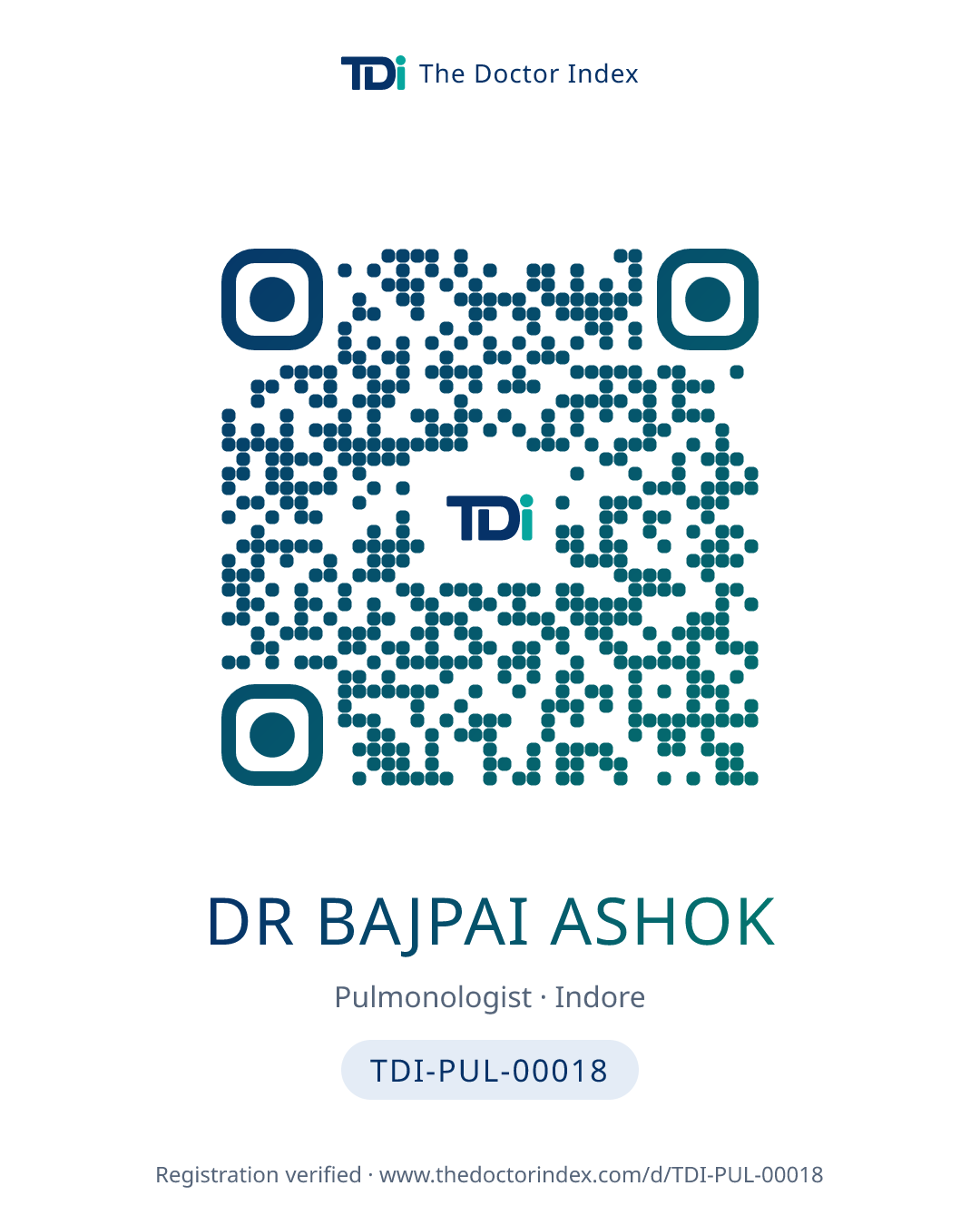 QR card for Dr Bajpai Ashok, TDI-PUL-00018