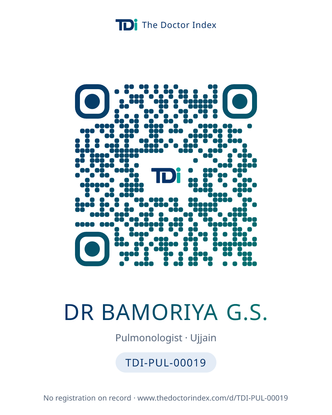 QR card for Dr Bamoriya G.S., TDI-PUL-00019