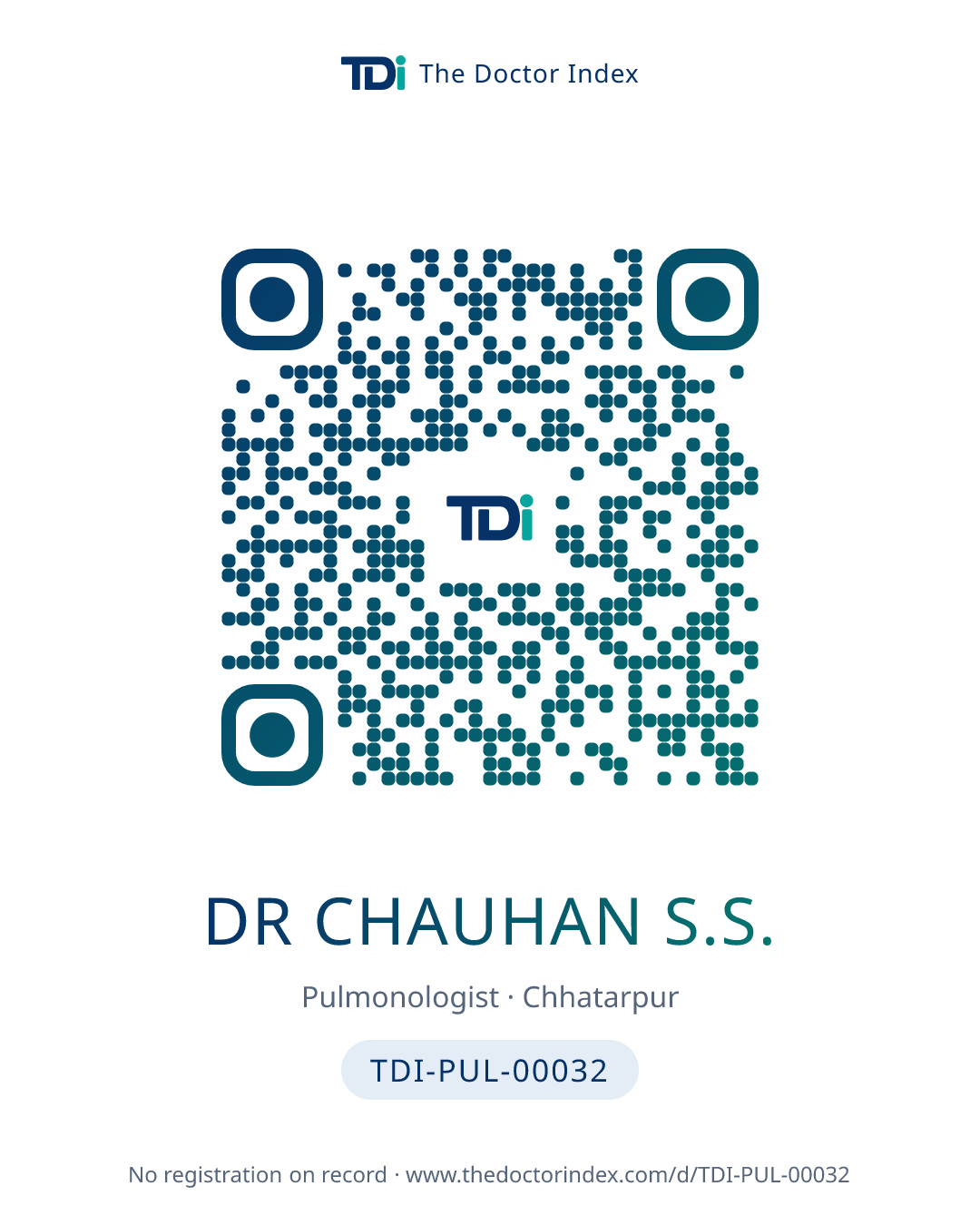 QR card for Dr Chauhan S.S., TDI-PUL-00032